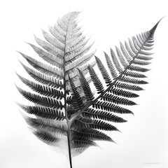 abstraction fern, black and white on white background.