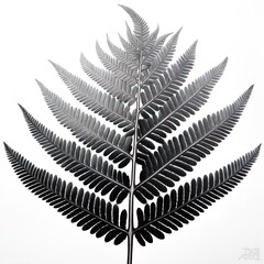 abstraction fern, black and white on white background.