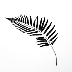 abstraction fern, black and white on white background.