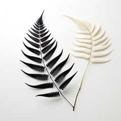 Obraz premium abstraction fern, black and white on white background.