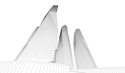 Abstract architecture vector 3d drawing