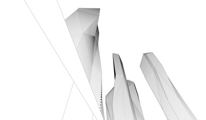 Abstract architecture vector 3d drawing