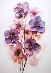 Flower painting set against a backdrop of intricate floral patterns. Generative Ai