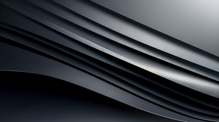 Obraz premium Dark grey banner with geometric shapes, lines, stripes, generative AI.