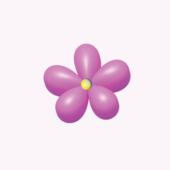 cute pink flower, on the white background. 3d vector illustration.