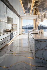 Luxurious Interior Design of a Kitchen made of White Marble. Insane Details.