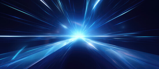 Obraz premium Blue rays on black background
