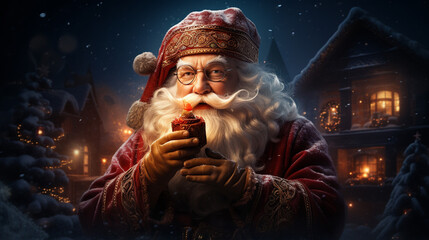 santa claus holding an object, christmas, generative ai