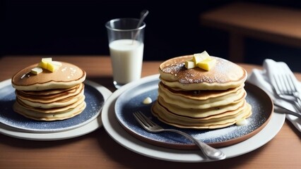 pancakes kept in dish on the table 