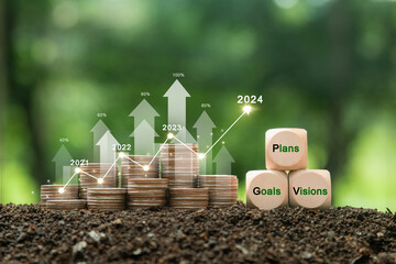 Investment financial and Green Business planning concept. New Goals, Plans and Visions for Next...