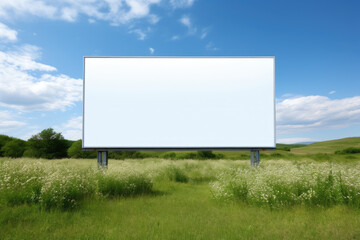 Empty billboard in the middle of a field