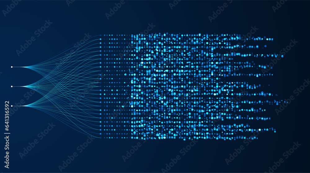 Poster big data visualization. social network, financial analysis of complex databases. data mining. vector