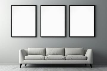 A room with empty paintings, interior design 