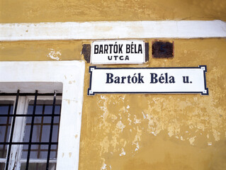 Old Bela Bartok street nameplate