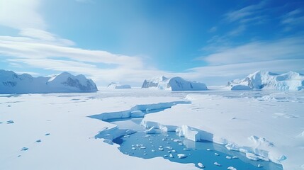 Amazing Drone Shot of the Antartica during Winter Season. - obrazy, fototapety, plakaty