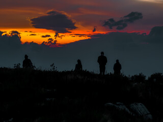 Fototapeta na wymiar Sunset on a Peak of the Alps in Austria Gailtal