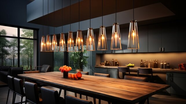 Modern lighting fixture with sleek lines and minimalistic. Generative AI.