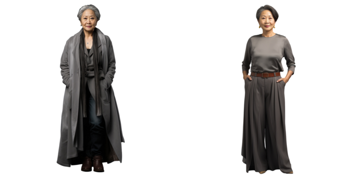 Image of Asian woman on transparent background full length