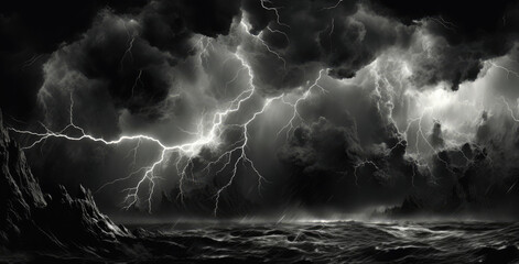 Heavy thunderstorm, lightning, dark clouds © Outside