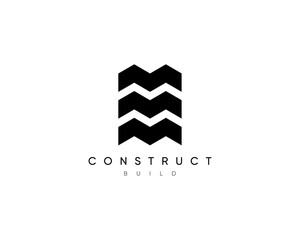 Construction logo design composition for business identity. Modern architecture, planning, structure, building construction vector design symbol.