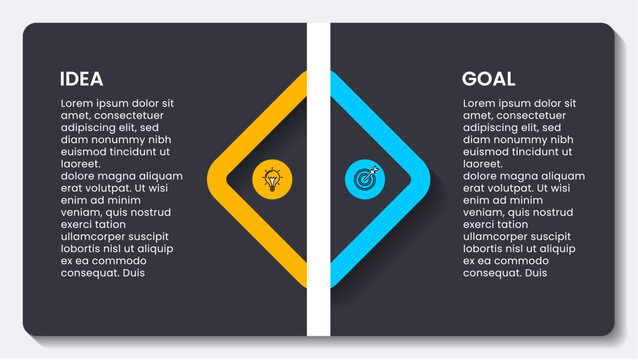 Infographic template. Idea and goal concept with 2 icons
