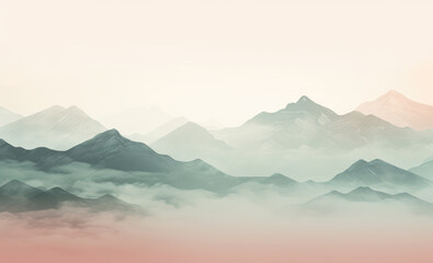 Naklejka premium Mountainous landscape in the mist