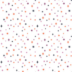 Magical seamless pattern with little stars. Beautiful vector background. Starry night sky. Cute minimalistic art elements on a white background.