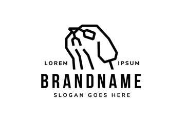 Hamster head logo design template that is visible from the side. a line style. black and white colors with example text.