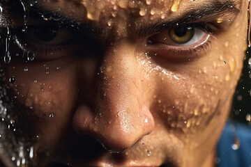 extreme close up of a professional athlete focus in his eyes, Generative AI
