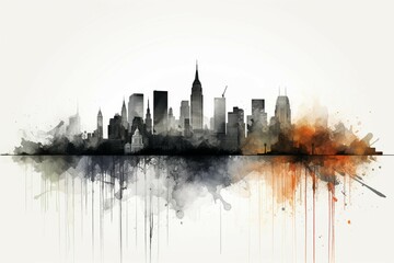 Urban artistry, Elegant ink panorama beautifully captures the citys dynamic
