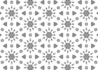 Pattern Floral and Geometric Elements. Seamless Floral Ethnic Pattern. Arabic Indian Motifs Abstract Floral Ornament Thin Line. Vector Wallpaper Background Fabric Paper Black and White Graphic Design