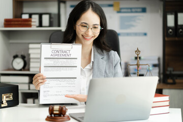 Fototapeta premium Business people and lawyers discussing contract papers sitting in the table at office in the morning. concepts of law, advice, legal services.