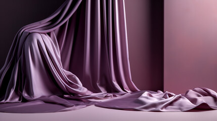 Beautiful smooth elegant violet purple satin silk, generative AI.