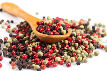 Pepper seasoning mix in wooden spoon