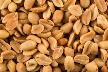 large amount of peeled salted peanuts