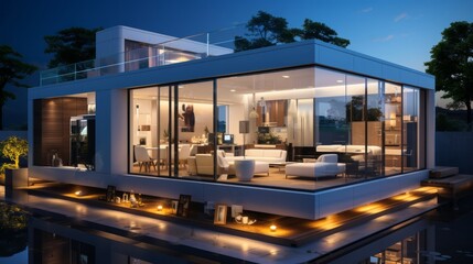 Fototapeta premium Smart home mock-up management concept modern technology. Generative AI.