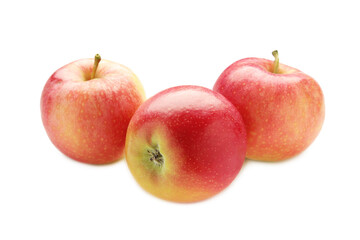 Red apple isolated on white background. Top view
