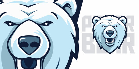 Arctic Mascot Illustration: Design an eye-catching arctic mascot illustration, incorporating the white bear mascot head.
 - obrazy, fototapety, plakaty
