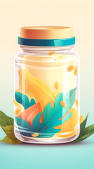 A jar filled with fruits, the concept of care products, generative AI.