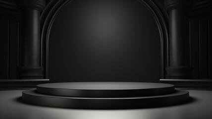 3d luxury black podium for your luxury product.Generative AI