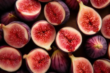 Fresh fig top view background. AI generated