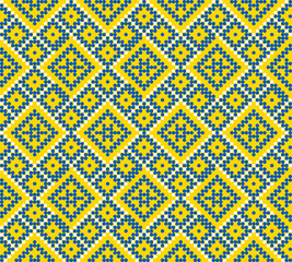 Seamless pattern of Ukrainian ornament in ethnic style, identity, vyshyvanka, embroidery for print clothes, websites, banners, poster. Vector illustration background