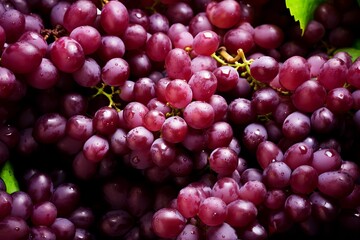 Fresh grape top view background. AI generated