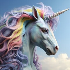 Naklejka na ściany i meble Magical unicorn with rainbow mane