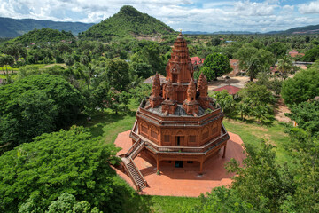 Aerial view of Phnom Sar pagoda, Kampot, Cambodia