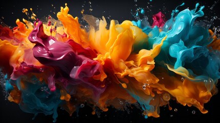 Fototapeta na wymiar Vibrant colors splashing on messy backgrounds. Generative AI.