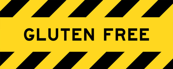 Yellow and black color with line striped label banner with word gluten free