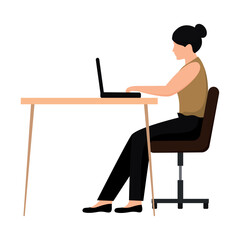 Isolated female business character with a laptop Vector