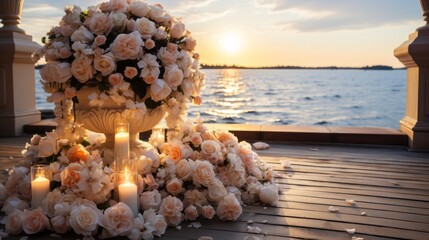 Wedding romantic background. Generative AI.