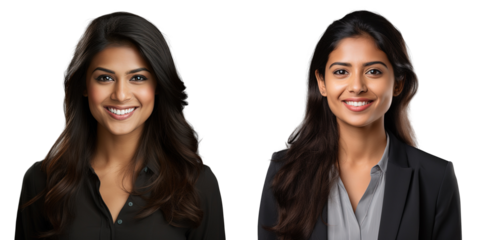Happy Indian businesswoman closeup on transparent background